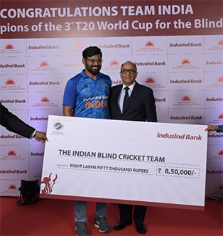 IndusInd Bank felicitates Indian Blind Cricket Team