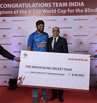 IndusInd Bank felicitates Indian Blind Cricket Team IndusInd Bank felicitates Indian Blind Cricket Team